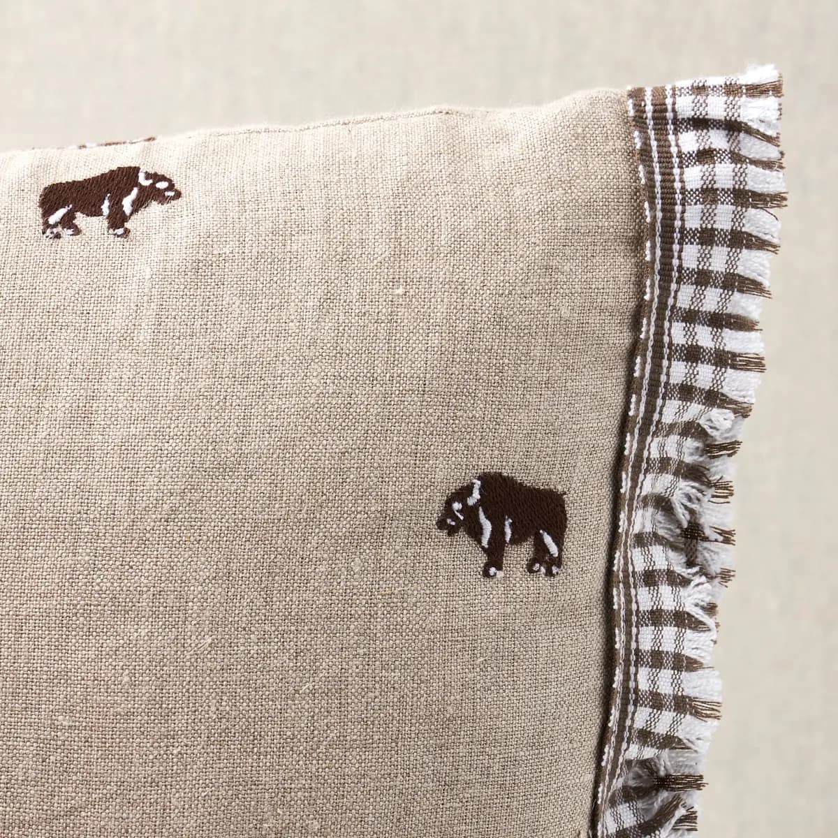 Buffalo Embroidery Pillow_ NATURAL