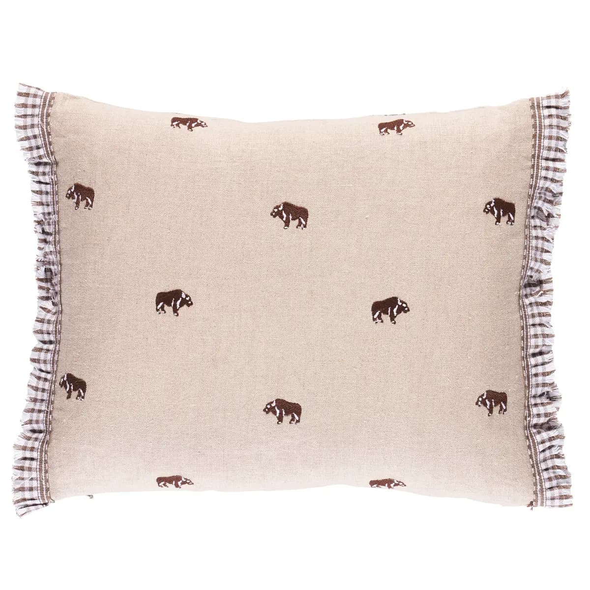 Buffalo Embroidery Pillow_ NATURAL
