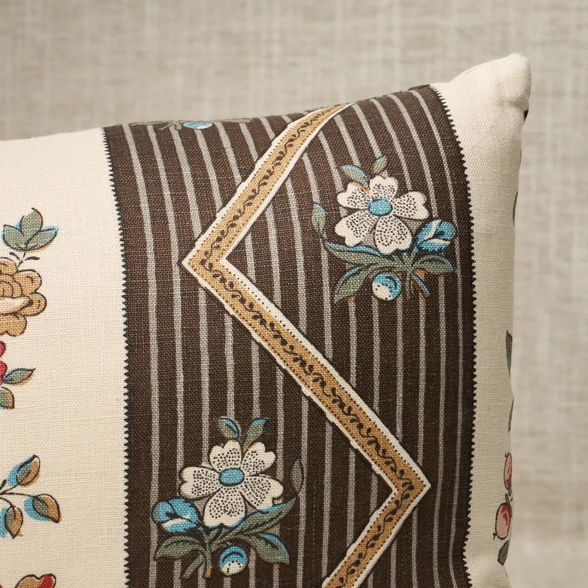Sylvain Floral Stripe Pillow_ NOIR