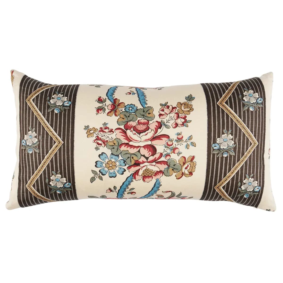 Sylvain Floral Stripe Pillow_ NOIR