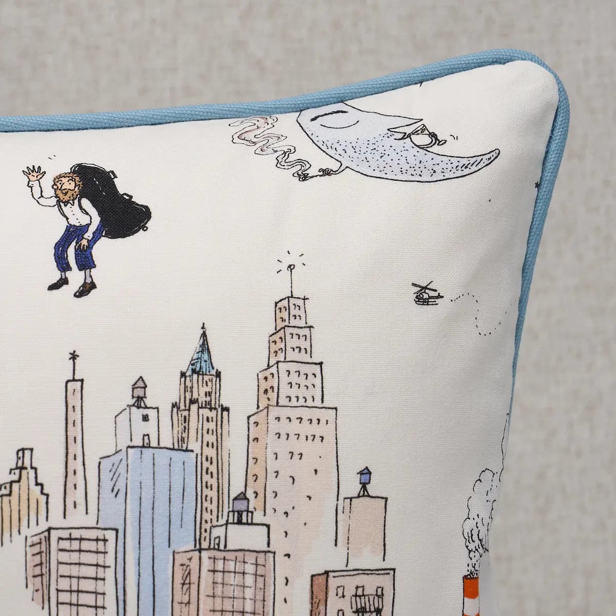 Street Scenes Pillow_ MULTICOLOR ON WHITE