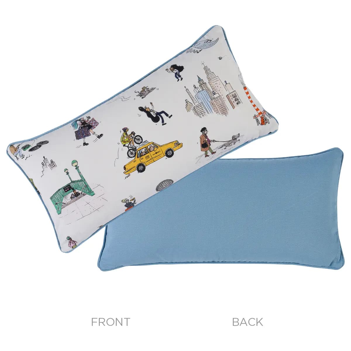 Street Scenes Pillow_ MULTICOLOR ON WHITE