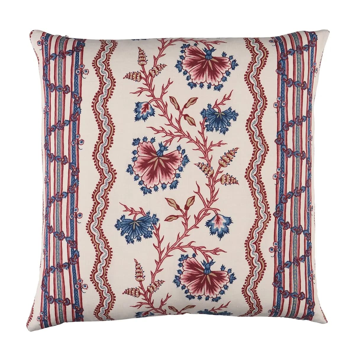 Parvati Floral Stripe Pillow_ VERMILLION