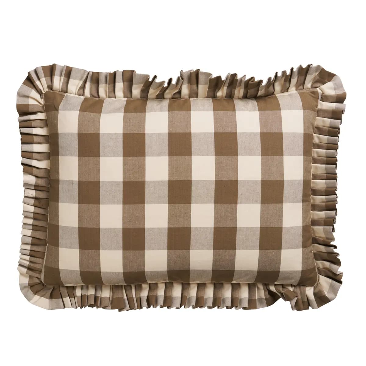 Camden Cotton Check Pillow_ MOCHA