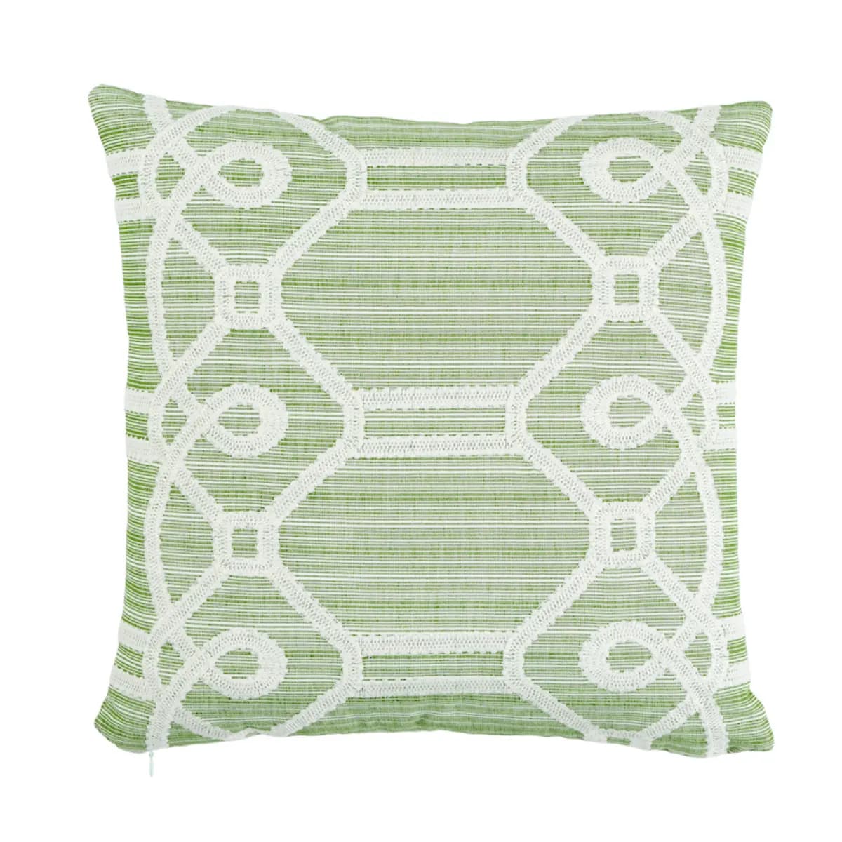 Ziz Embroidery Pillow_ GREEN & WHITE