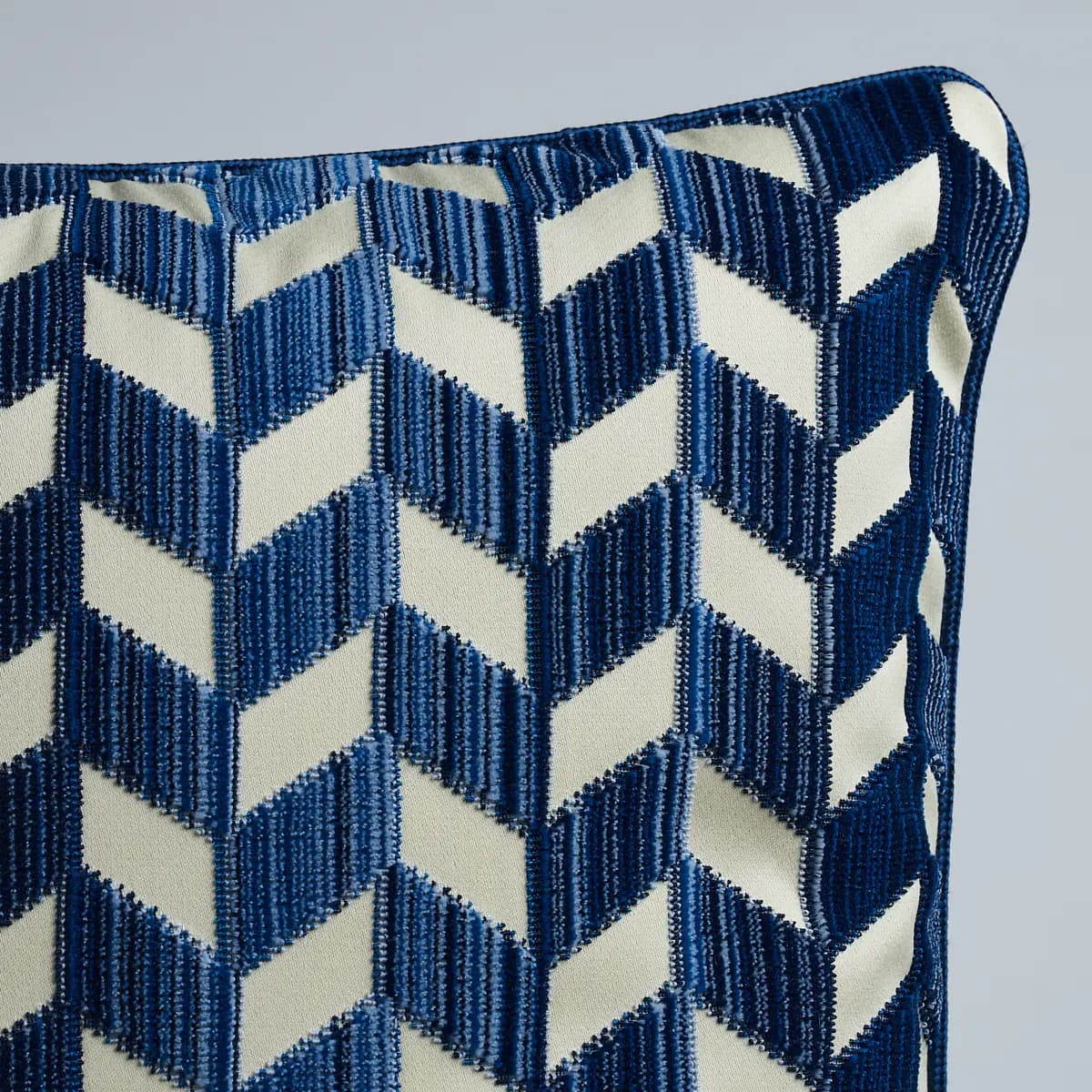 Chevron Strie Velvet Pillow_ LAPIS