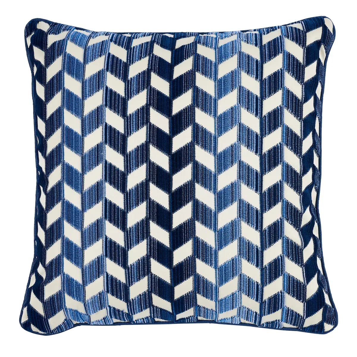 Chevron Strie Velvet Pillow_ LAPIS