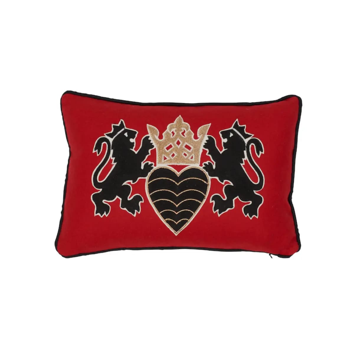 Lionheart Applique Pillow_ BLACK & GOLD