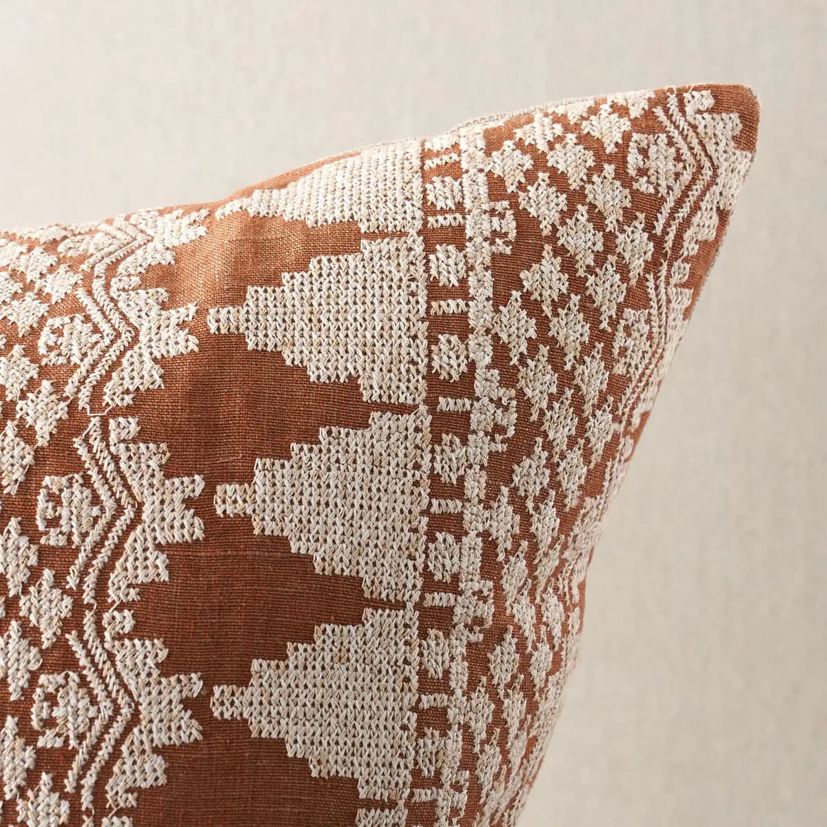 Wentworth Embroidery Pillow_ RUST