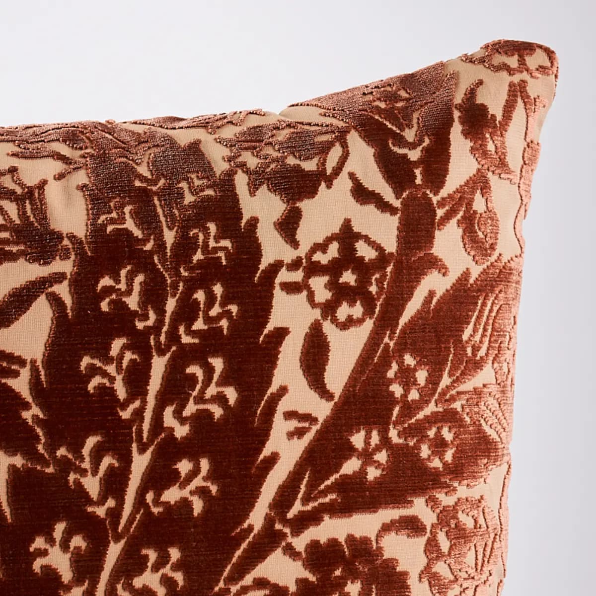 Saz Paisley Velvet Pillow_ TERRACOTTA
