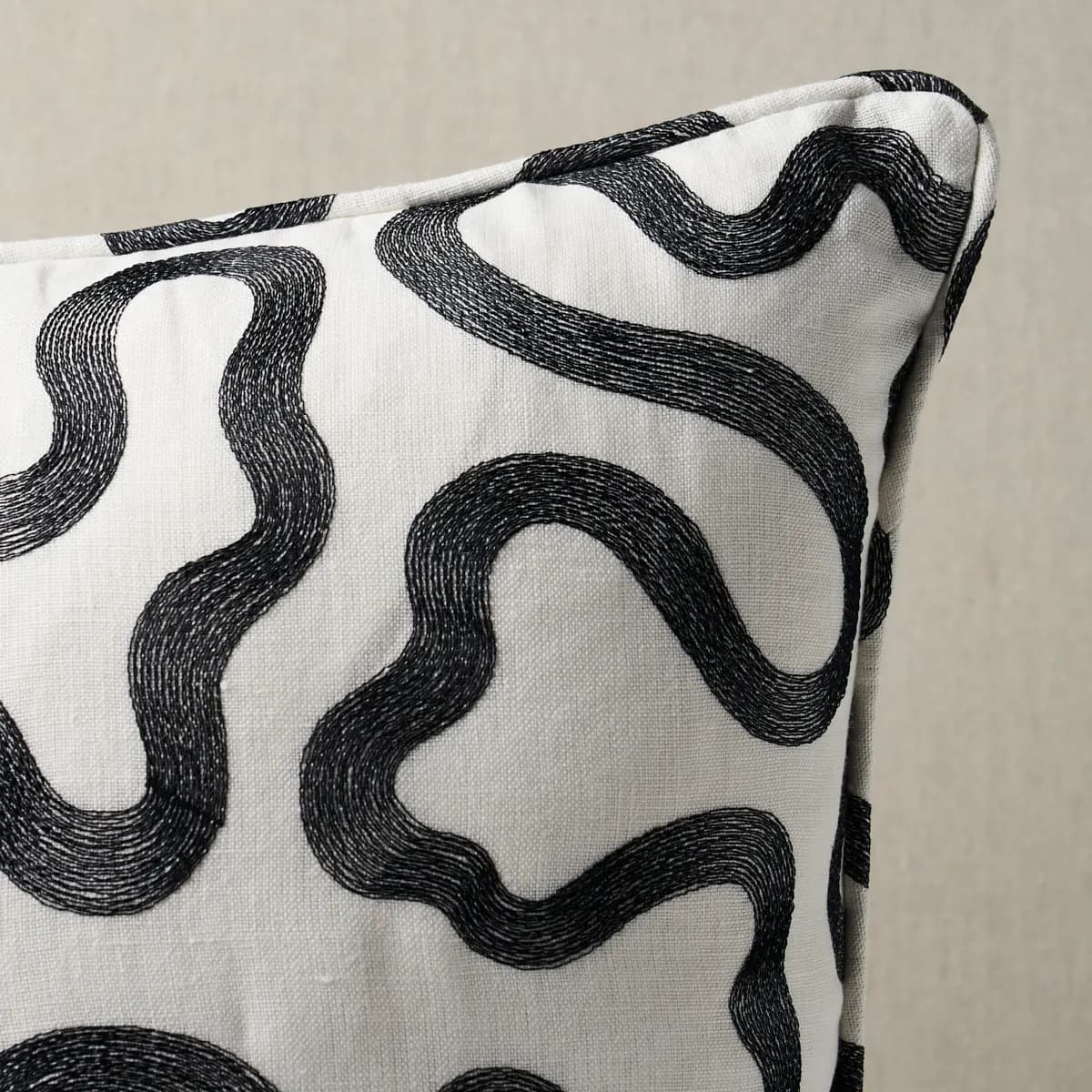 Riley Pillow_ BLACK ON IVORY