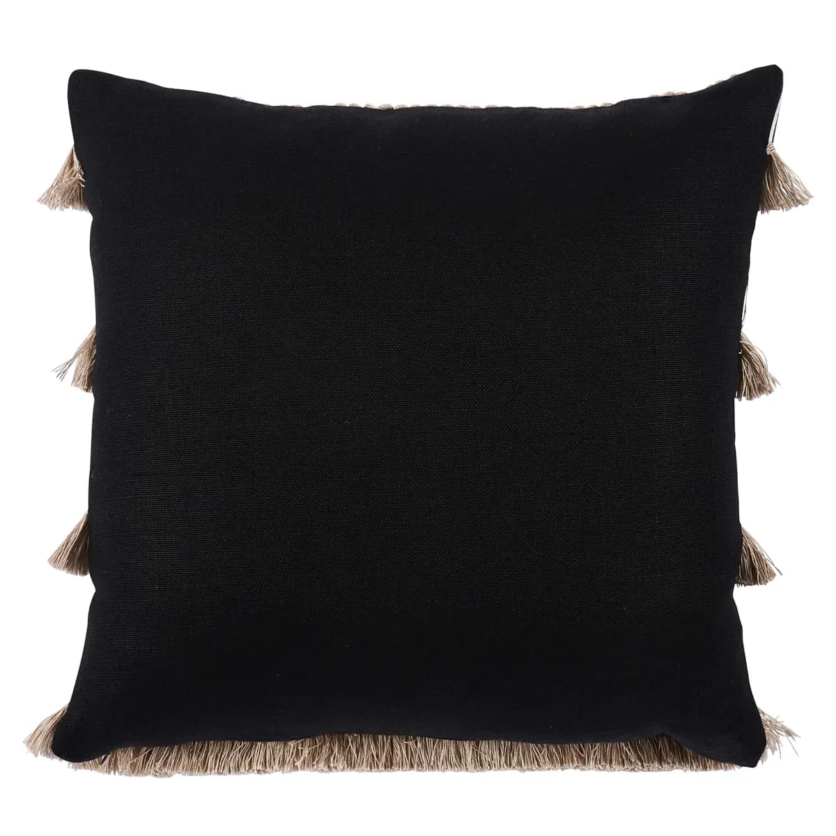 Graphic Fringe Pillow_ BLACK