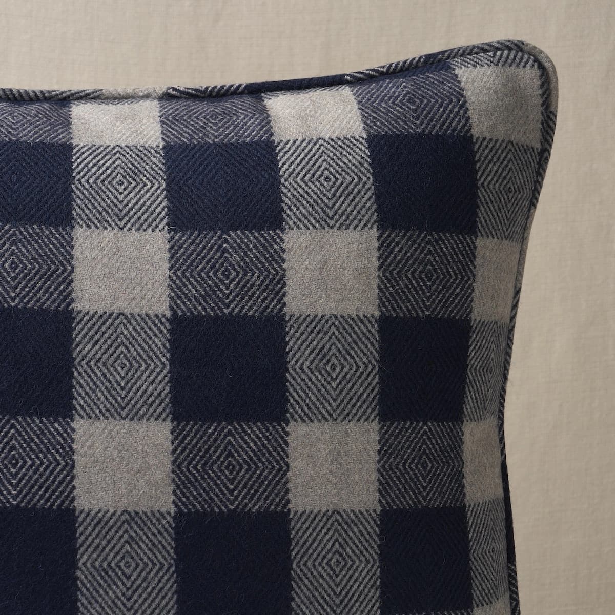 Galt Wool Check Pillow_ INDIGO