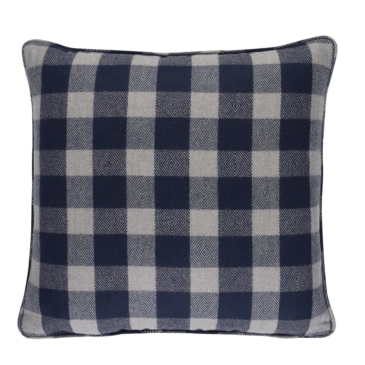Galt Wool Check Pillow_ INDIGO