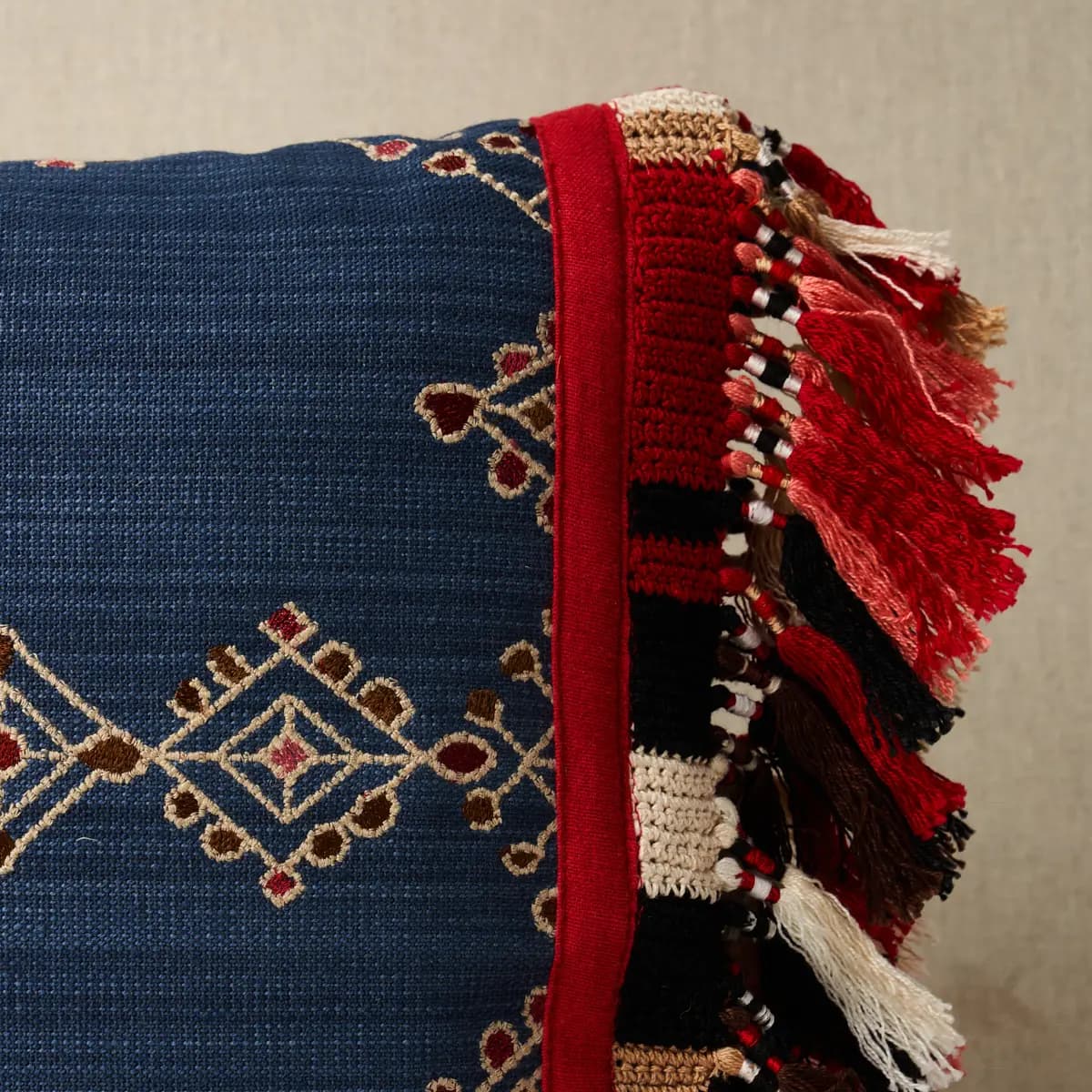 Kalindi Embroidery Pillow_ INDIGO
