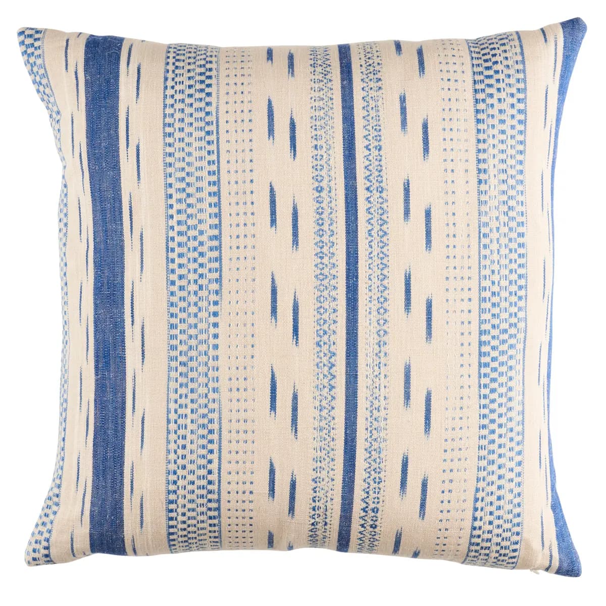 Mirza Ikat Stripe Pillow_ BLUE ON NATURAL