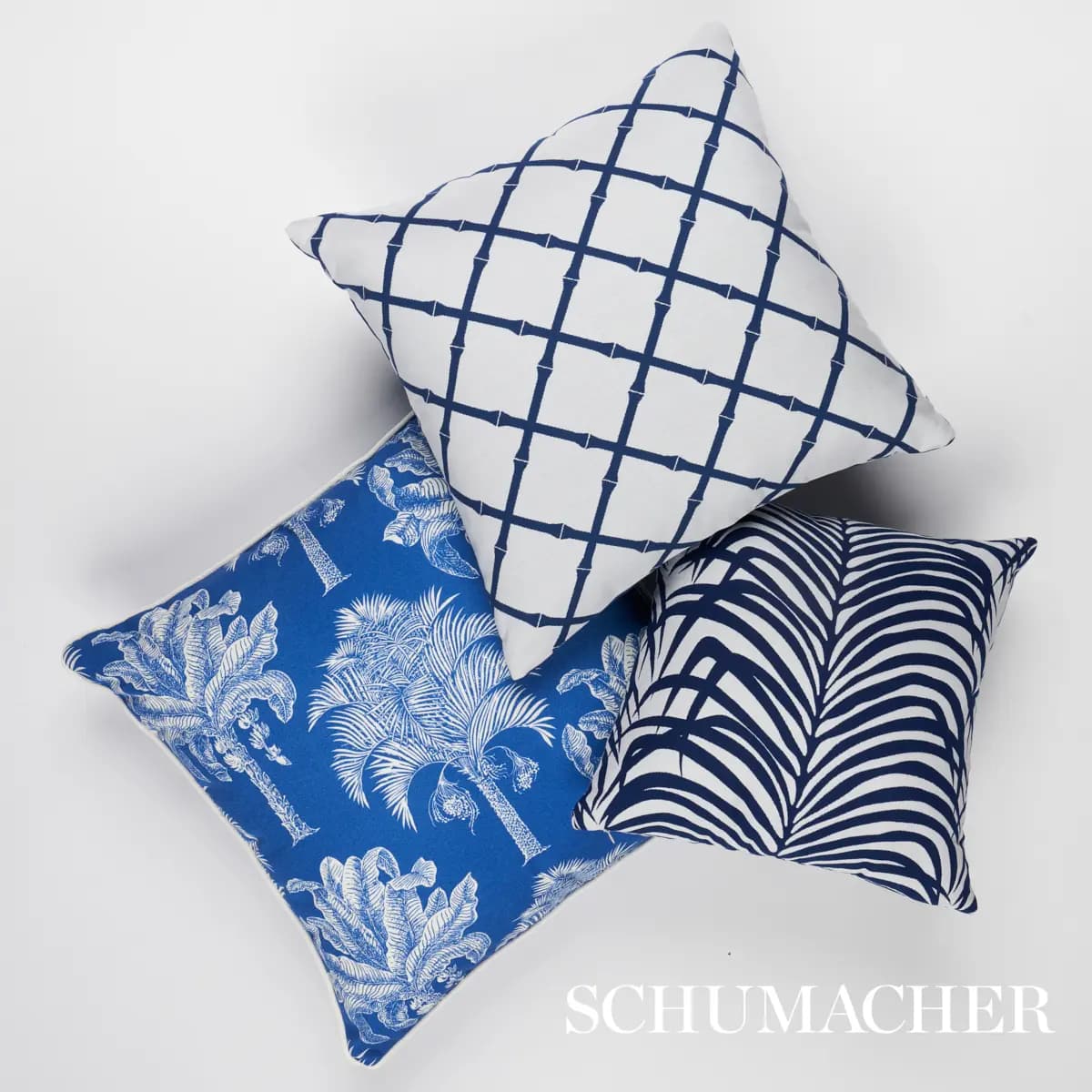 Zebra Palm I/O Pillow_ NAVY