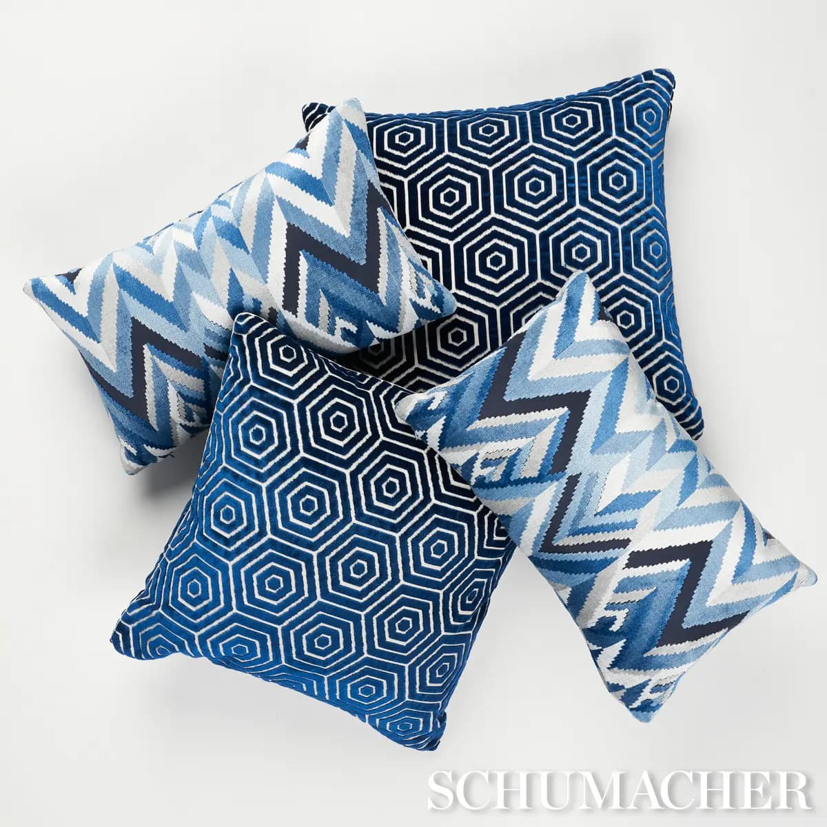 Bees Knees Cut Velvet Pillow_ BLUE