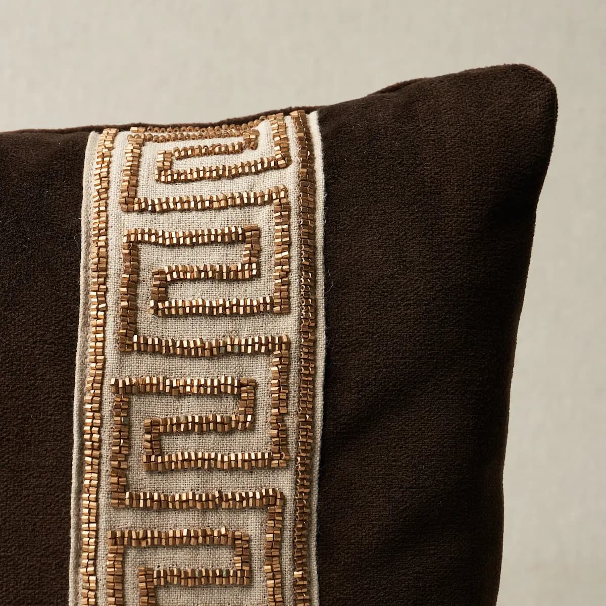 Delphi Beaded Tape Pillow_ ESPRESSO