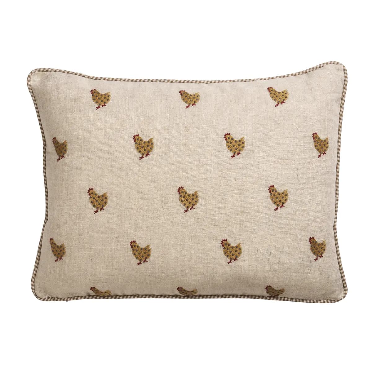 Betsy's Chicken Embroidery Pillow_ NATURAL
