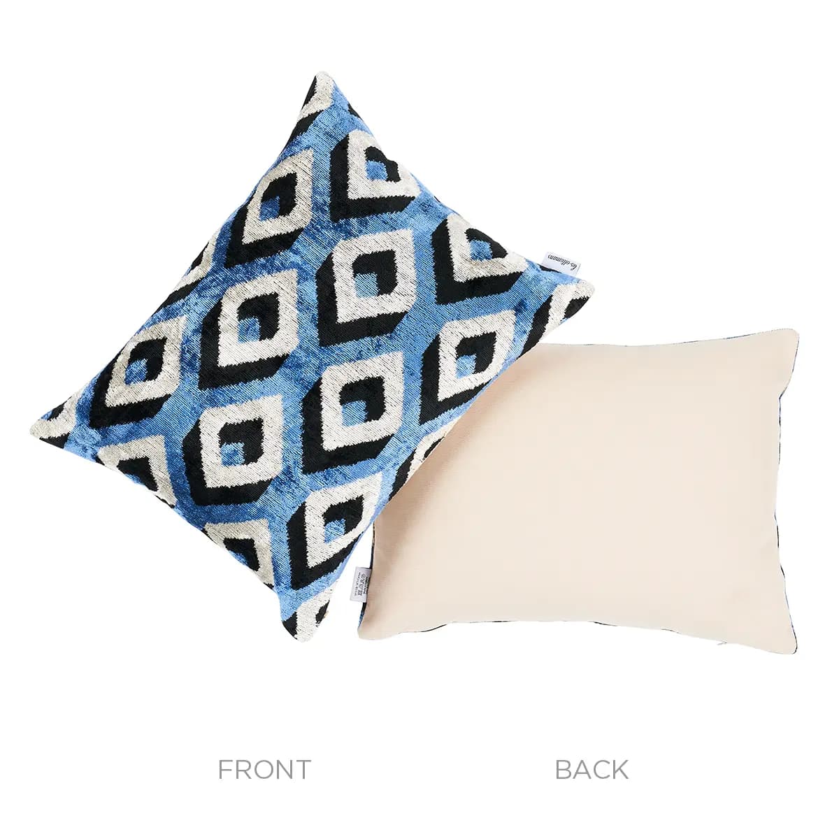 Mersin Silk Velvet Pillow_ BLUE & BLACK