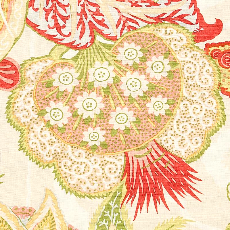 Zanzibar Linen Print Melon Fabrics Schumacher