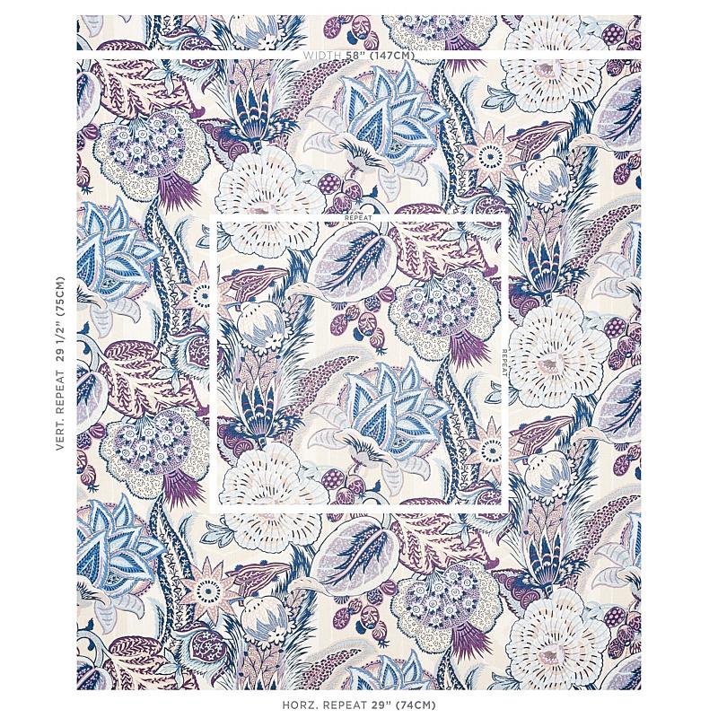 Zanzibar Linen Print Hyacinth Fabrics Schumacher