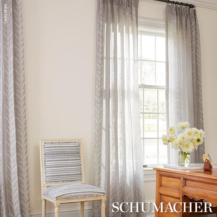 Acanthus Stripe Sheer - Carbon Fabrics | Schumacher