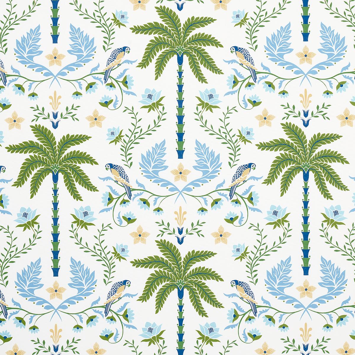 Island Palm Indoor/Outdoor - Blue & Green Fabrics | Schumacher