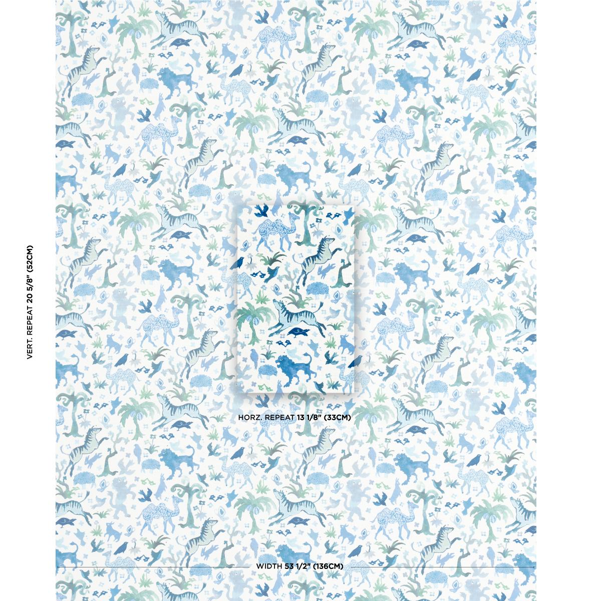 Beasts Indoor/Outdoor - Blue And Green Fabrics | Schumacher