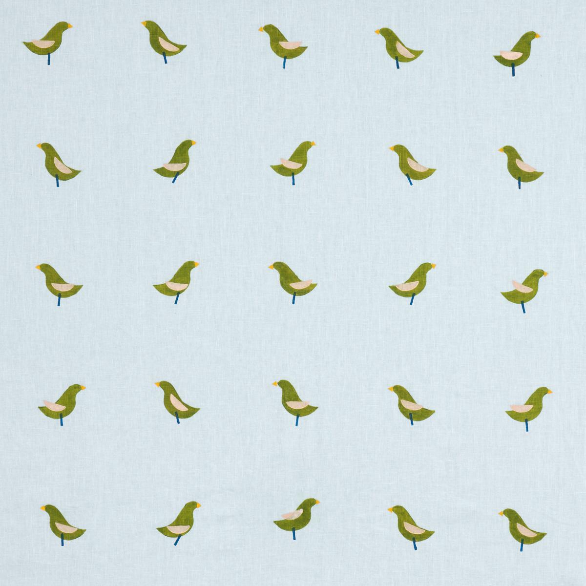 BIRDS HAND BLOCK PRINT_GREEN ON SKY