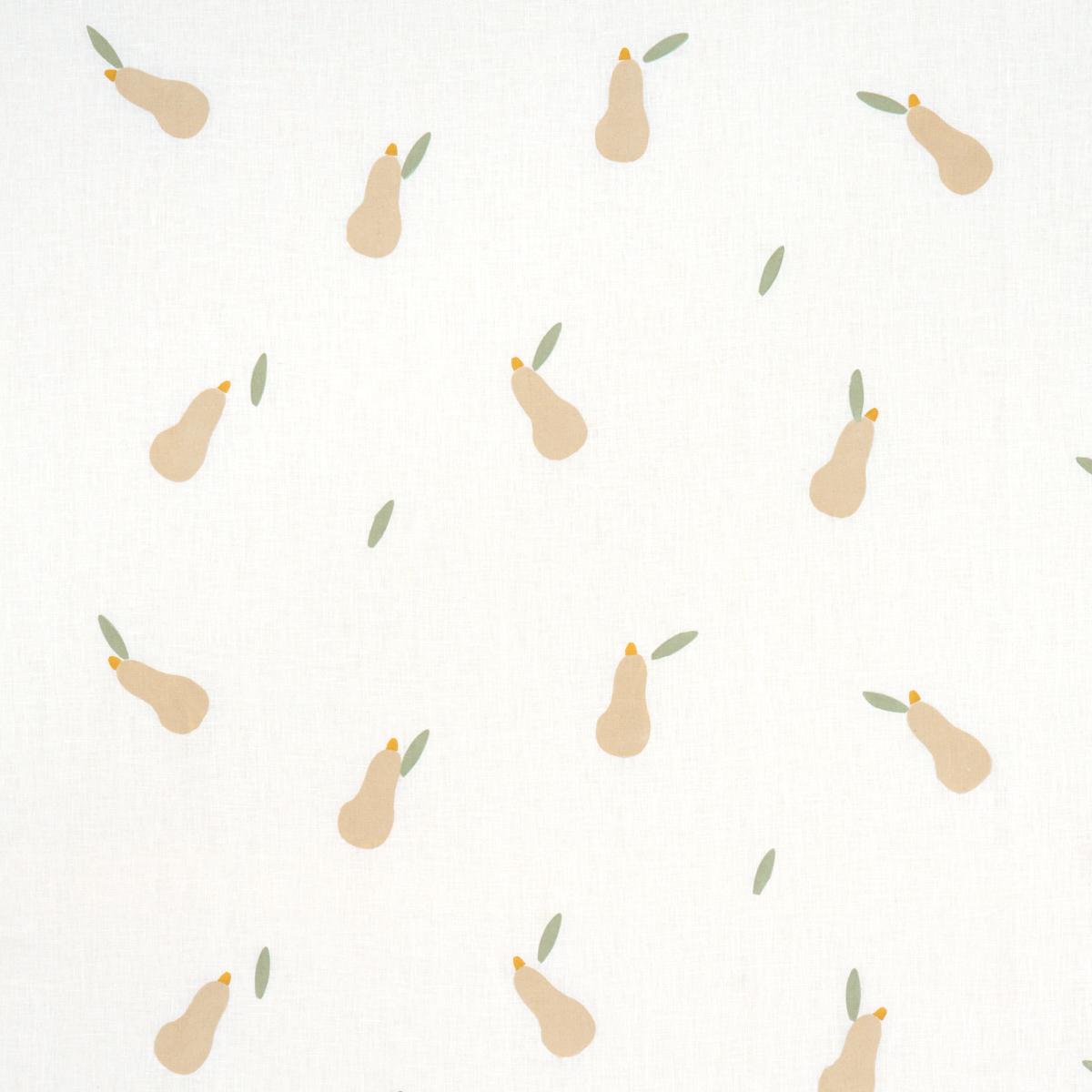 PEARS HAND BLOCK PRINT_BUFF AND SAGE ON WHITE