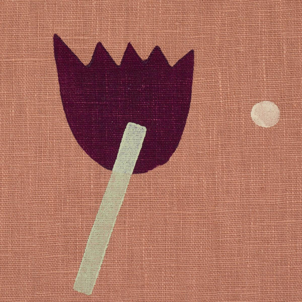 TULIP PLAY HAND BLOCK PRINT_VIOLET ON RUST