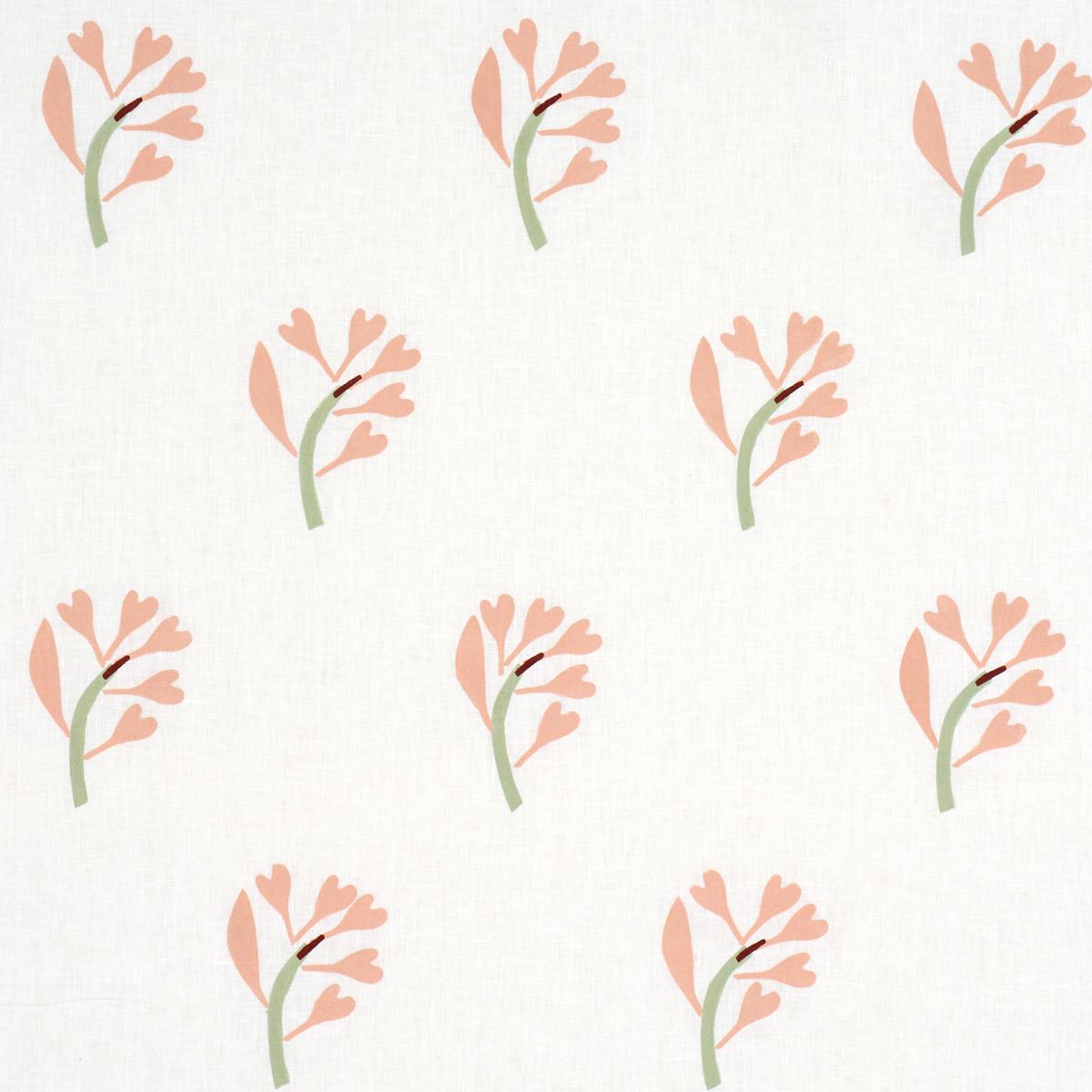 GINKGO HAND BLOCK PRINT_PINK AND SAGE ON WHITE