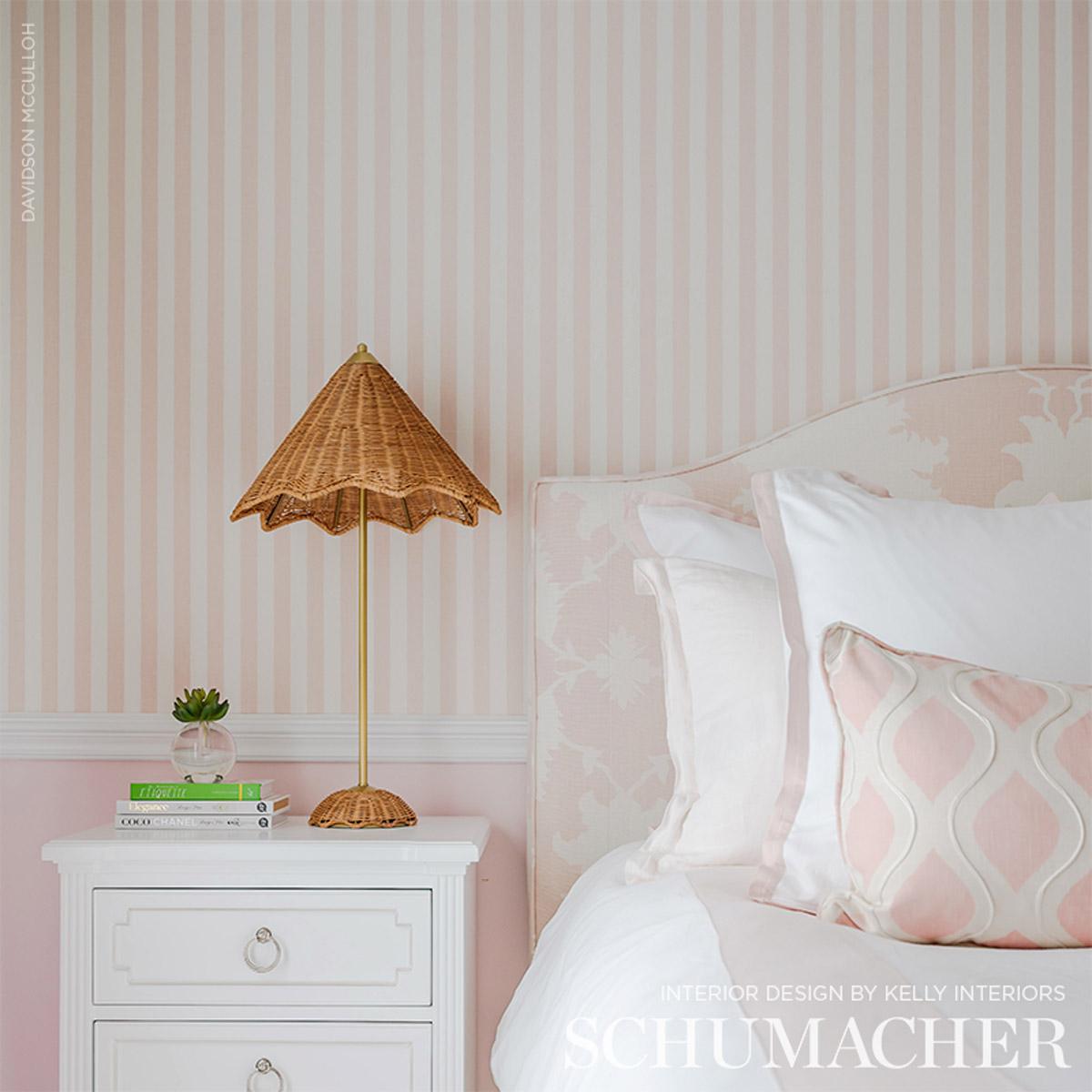 Edwin Stripe Medium - Blush Wallpapers | Schumacher