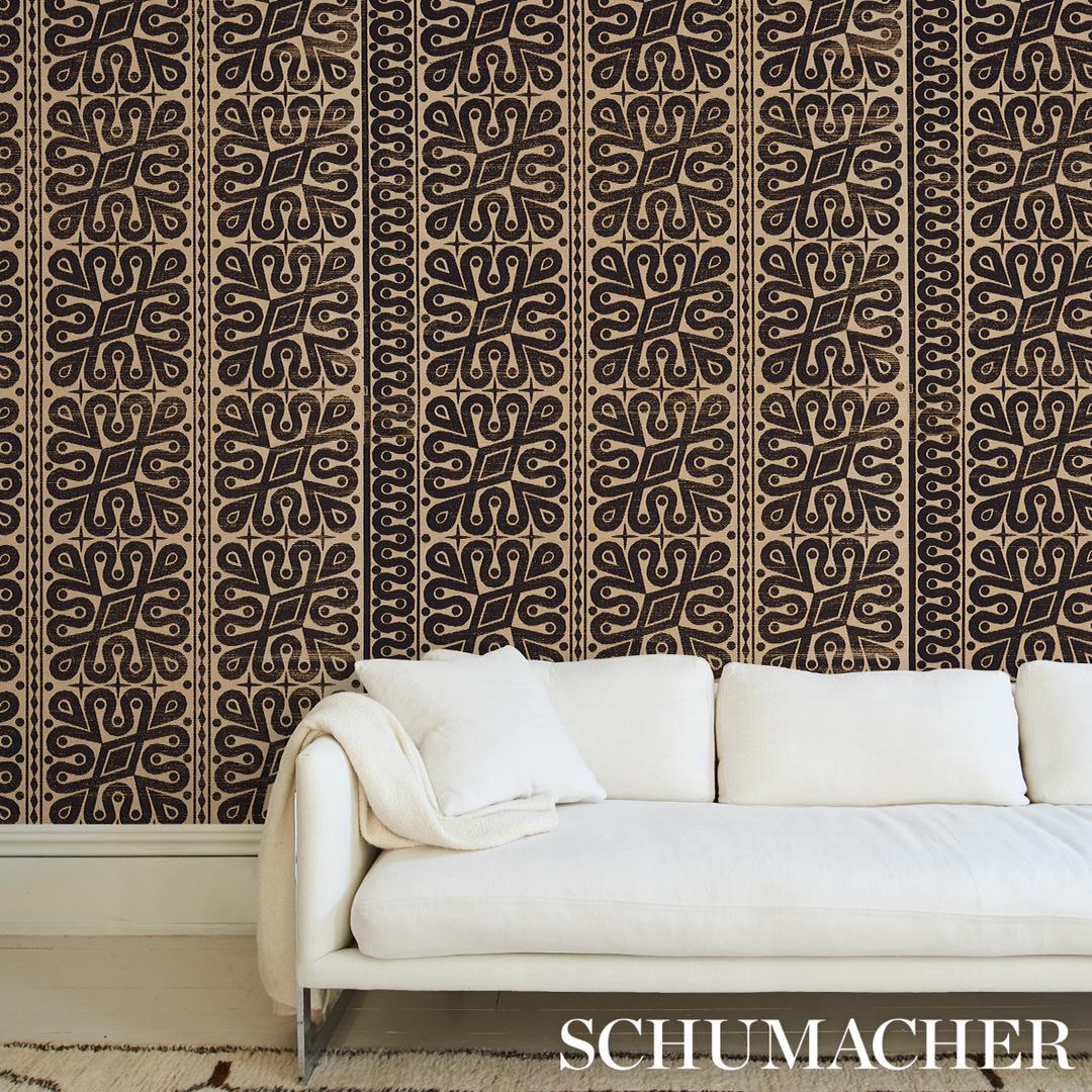 Borneo Grasscloth Black Wallpapers Schumacher