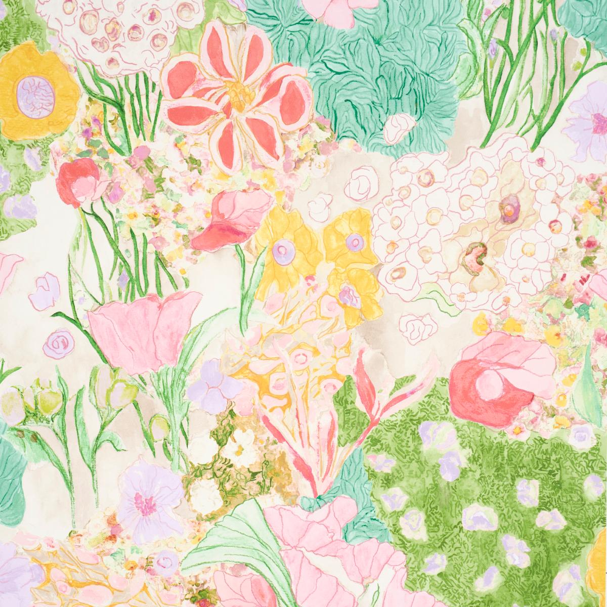 Frank's Garden - Pink & Green Wallpapers | Schumacher