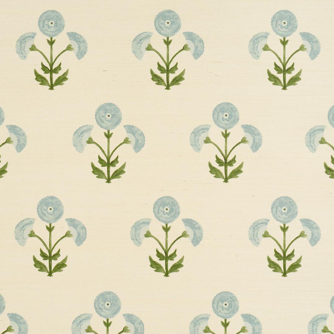 Saranda Flower Sisal - Sky Wallpapers | Schumacher