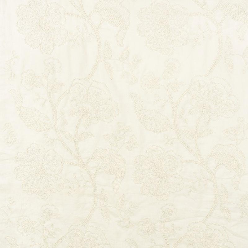 Full Bloom Embroidery - Cream Fabrics | Schumacher