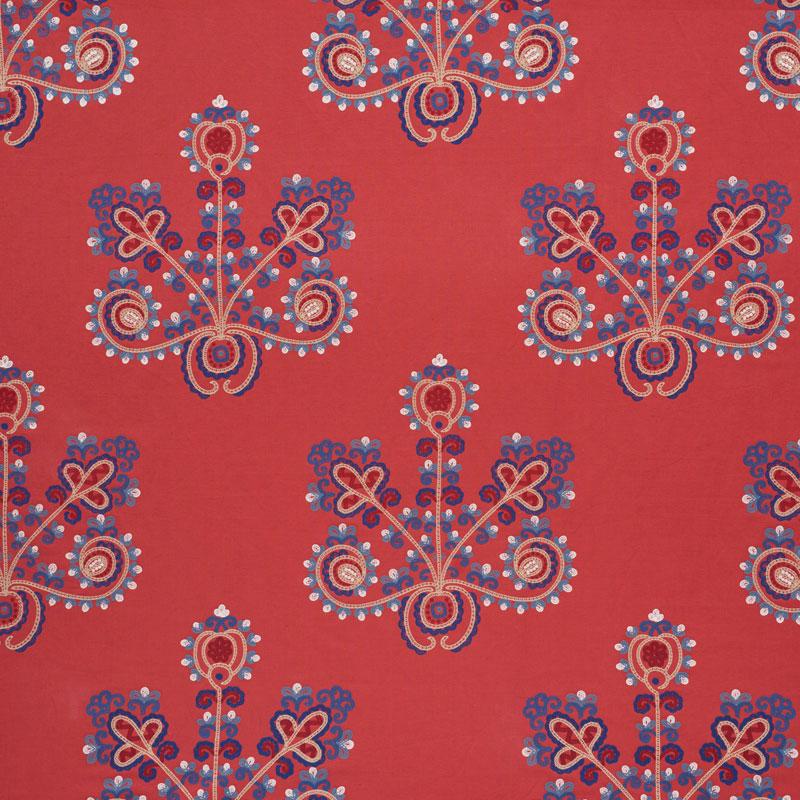 Estrella Embroidery Vermilion Fabrics Schumacher
