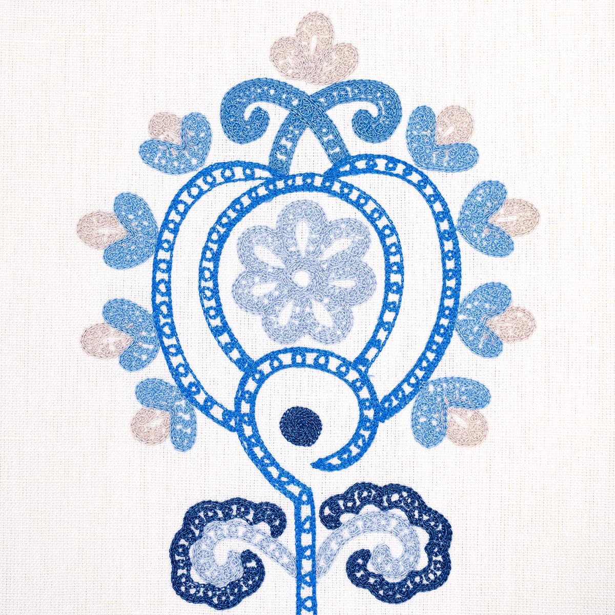 Estrella Embroidery Porcelain Fabrics Schumacher