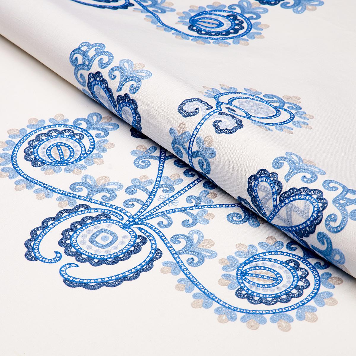 Estrella Embroidery - Porcelain Fabrics | Schumacher