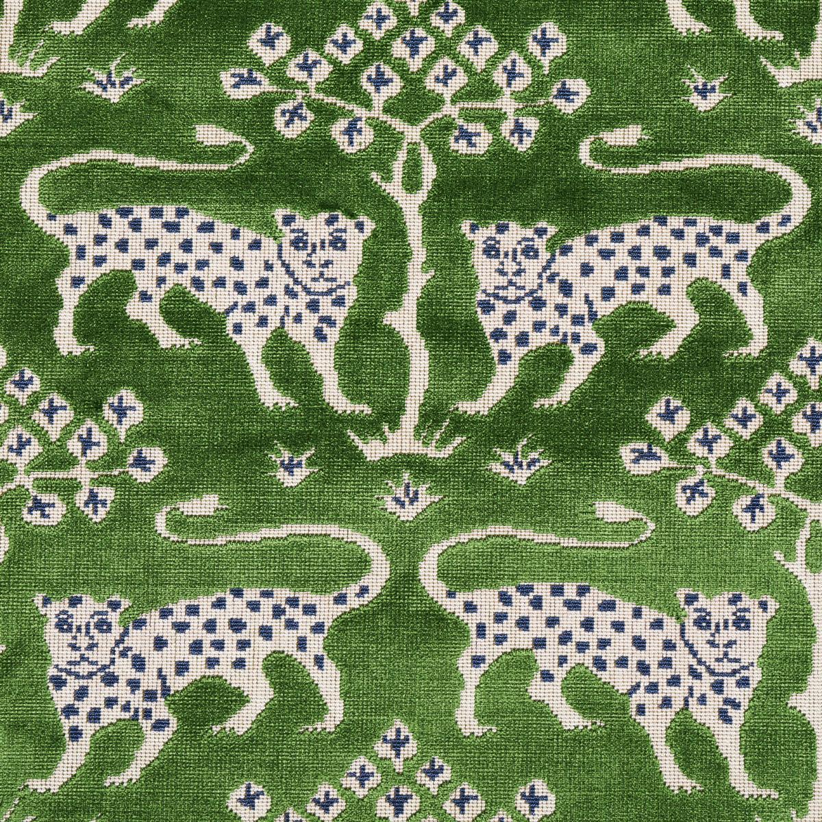 Woodland Leopard Velvet - Emerald Fabrics | Schumacher