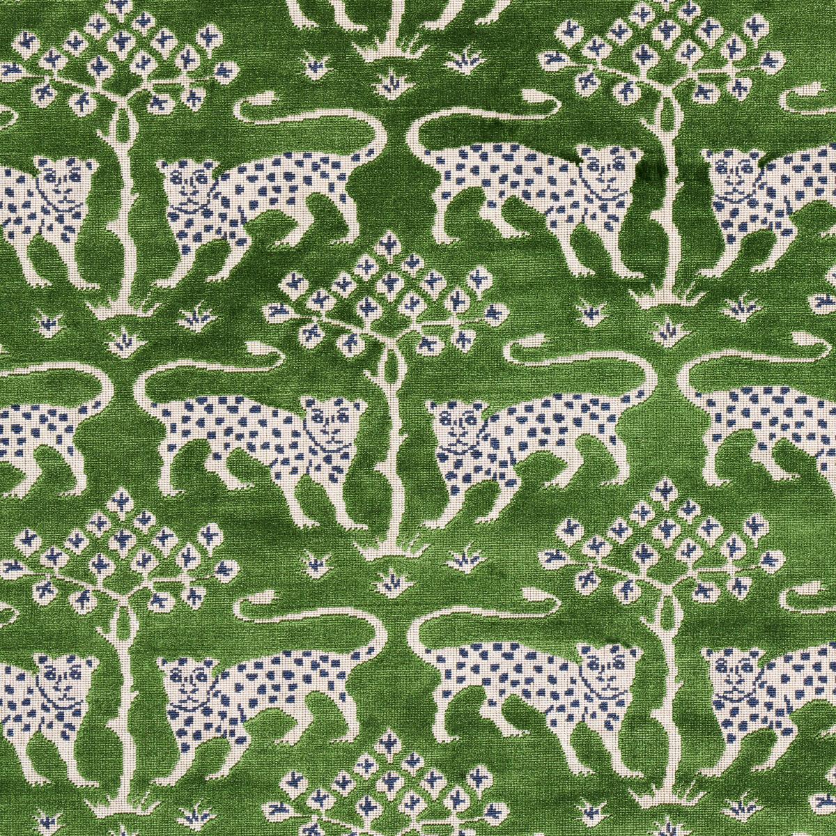 Woodland Leopard Velvet - Emerald Fabrics | Schumacher