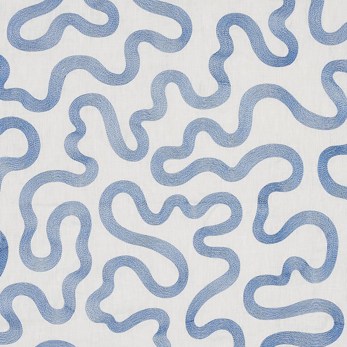 Riley Embroidery - Navy On Ivory Fabrics | Schumacher
