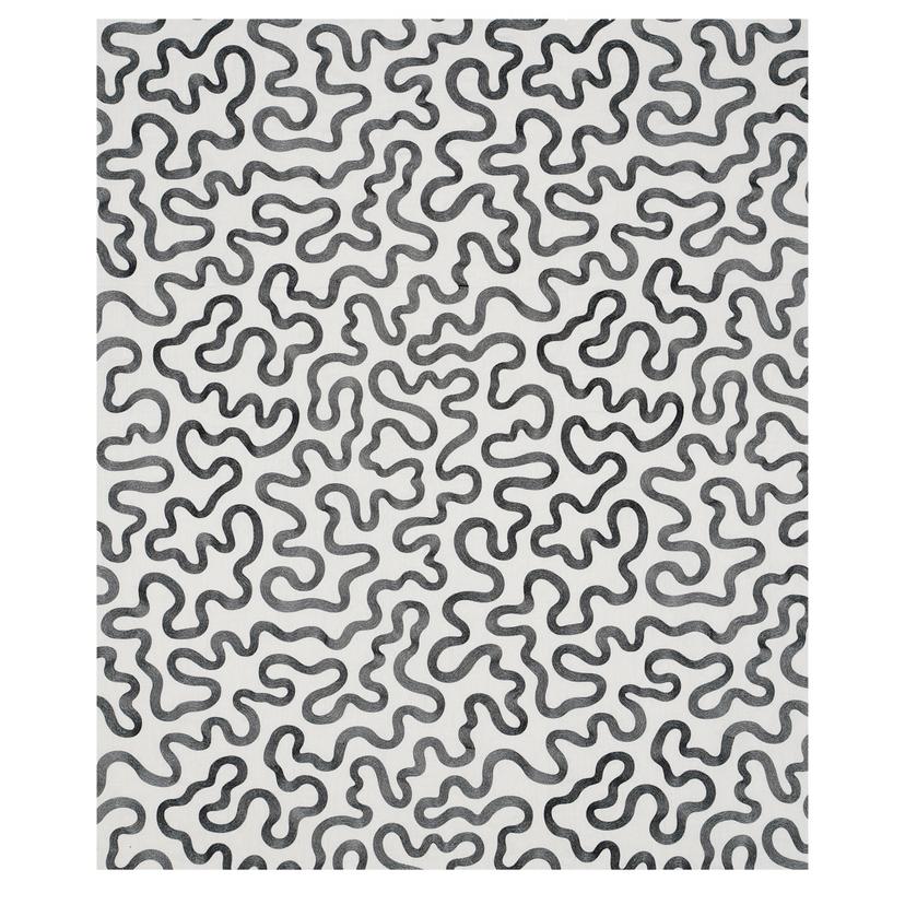 Riley Embroidery - Black On Ivory Fabrics | Schumacher
