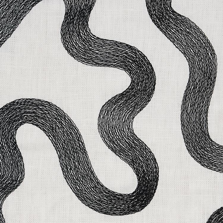 Riley Embroidery - Black On Ivory Fabrics | Schumacher