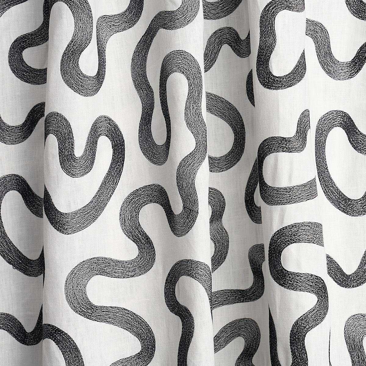 Riley Embroidery - Black On Ivory Fabrics | Schumacher