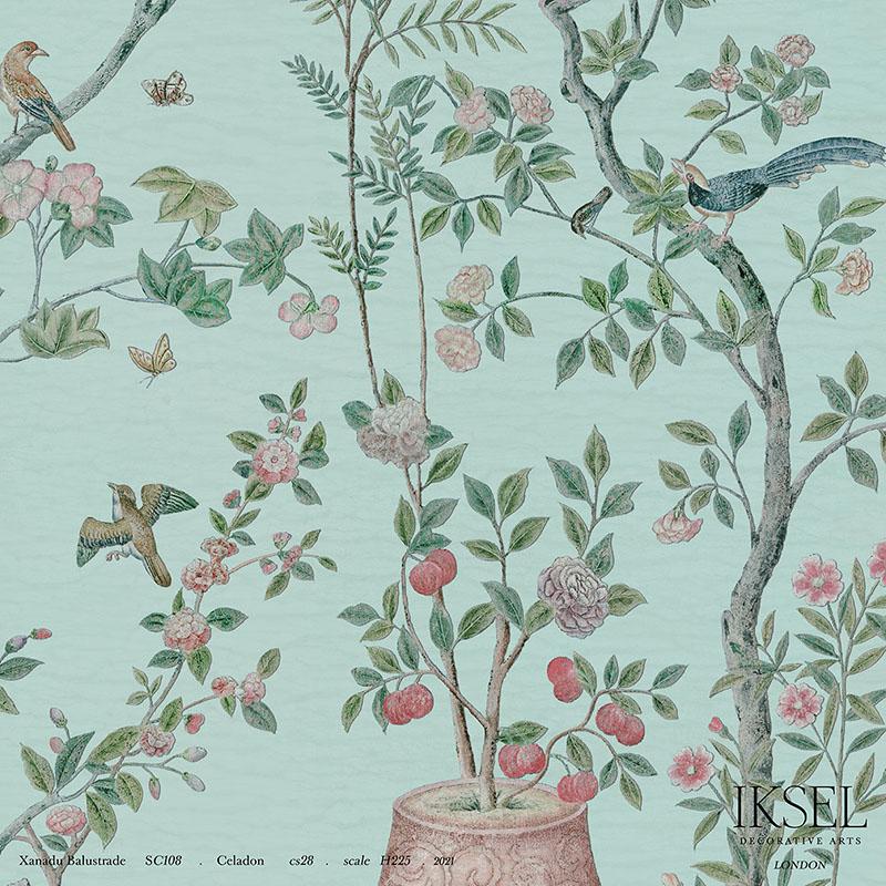 Xanadu Balustrade Celadon Wallpapers Schumacher