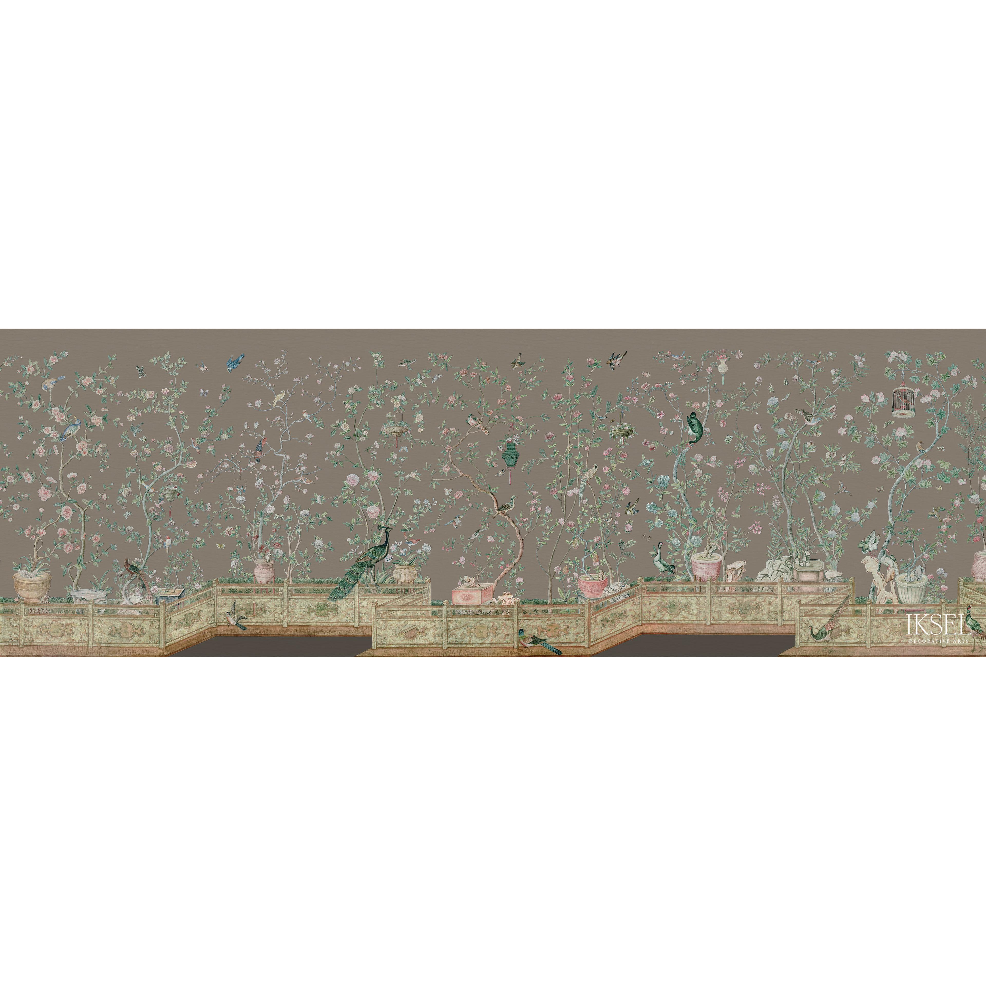 Xanadu Balustrade Charcoal Taupe Wallpapers Schumacher